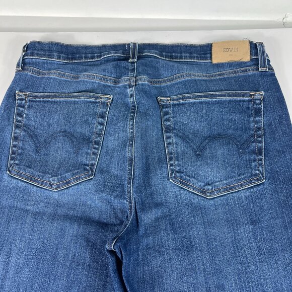Edwin Jeans Women's 31 Bree Straight Crop High Rise Blue Faded Stretch Denim - Picture 10 of 16